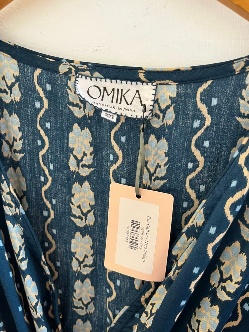 Omika Woman's Nico Indigo Blue Print Pia Caftan Sz One Size - Picture 8 of 11